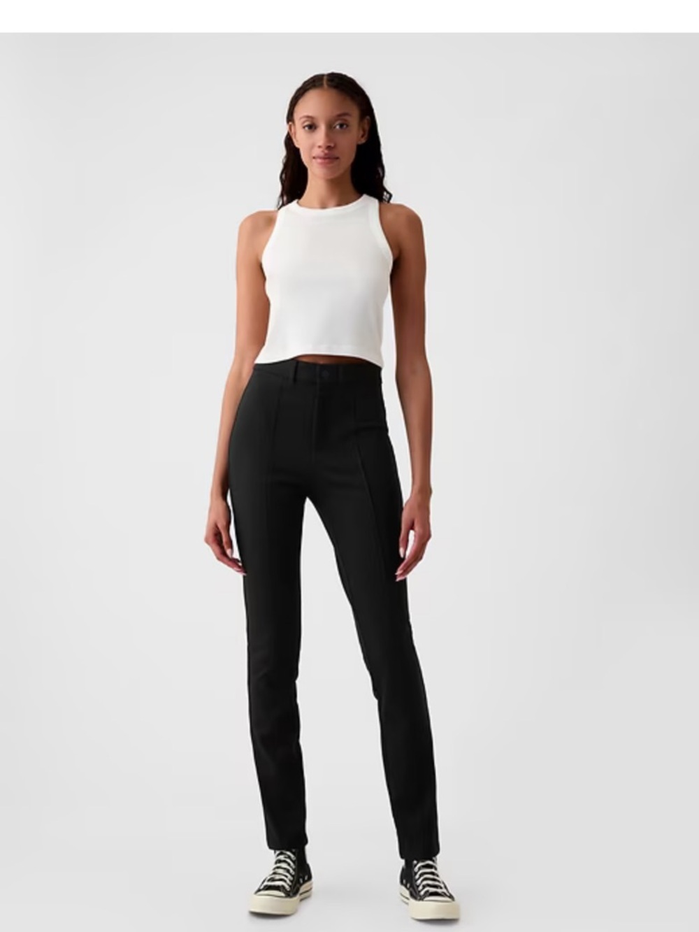 NWT $70‎ GAP High Rise Double Knit Skinny Pants Black 6T Tall Ponte Pintuck Seam